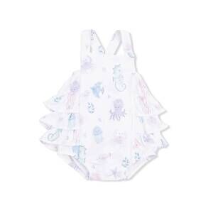 NEW ANGEL DEAR kids sea creatures ruffle sunsuit in white floral